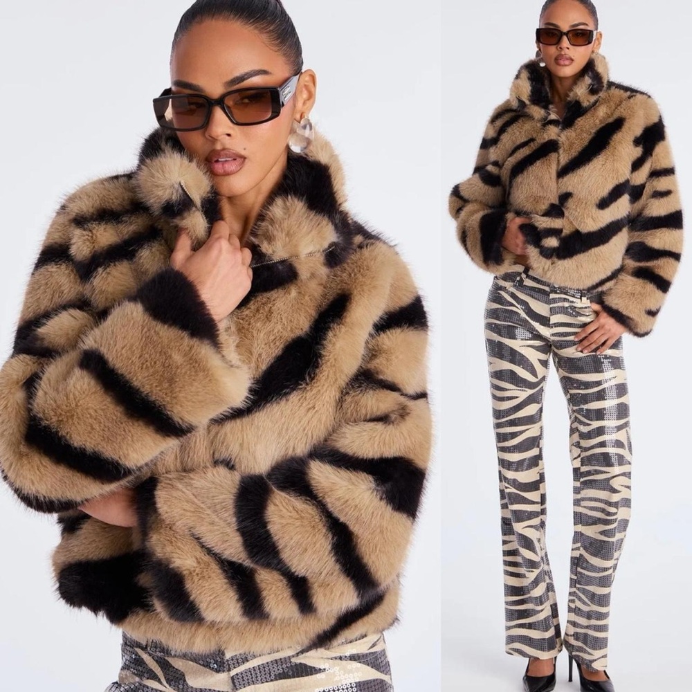 Fashion Nova tiger faux fur jacket